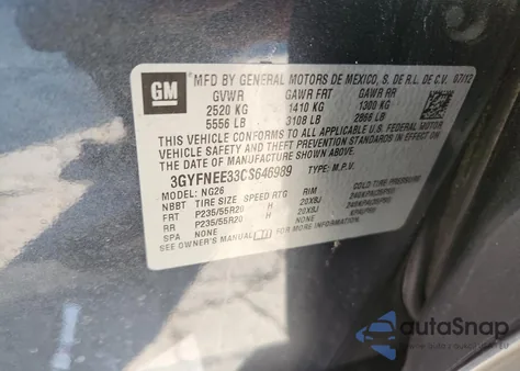 2012 Cadillac Srx Performance Collection z USA, uszkodzony, nr VIN 3GYFNEE33CS646989